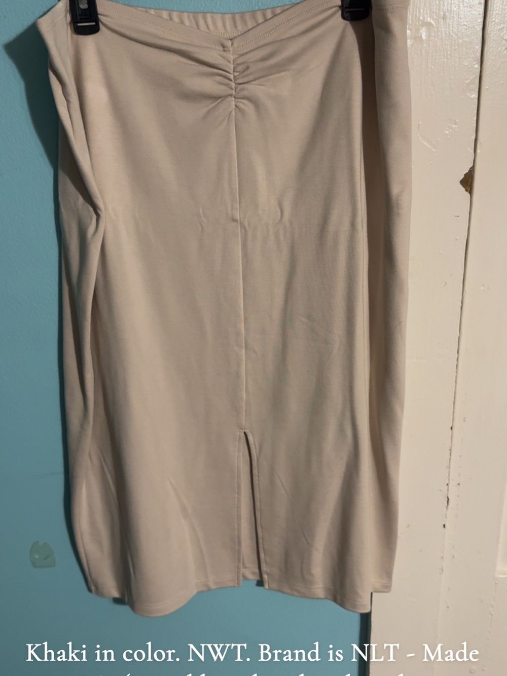 NLT Khaki Midi Skirt with Front Slit